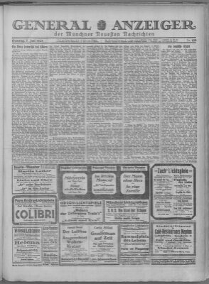 Münchner neueste Nachrichten Samstag 7. Juni 1924