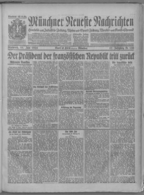 Münchner neueste Nachrichten Mittwoch 11. Juni 1924