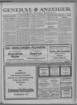 Münchner neueste Nachrichten Donnerstag 12. Juni 1924