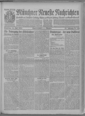 Münchner neueste Nachrichten Samstag 14. Juni 1924