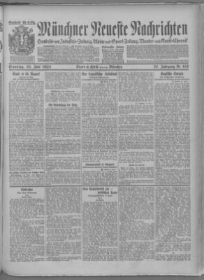 Münchner neueste Nachrichten Sonntag 22. Juni 1924