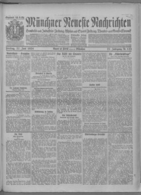 Münchner neueste Nachrichten Freitag 27. Juni 1924