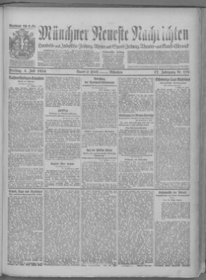 Münchner neueste Nachrichten Freitag 4. Juli 1924