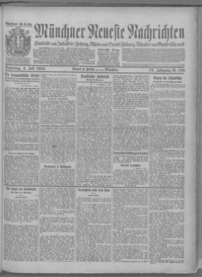 Münchner neueste Nachrichten Samstag 5. Juli 1924