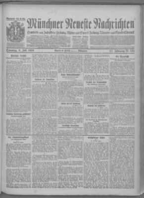 Münchner neueste Nachrichten Sonntag 6. Juli 1924