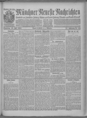 Münchner neueste Nachrichten Sonntag 13. Juli 1924