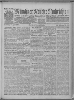 Münchner neueste Nachrichten Samstag 19. Juli 1924