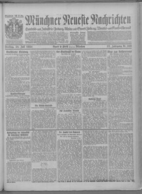 Münchner neueste Nachrichten Freitag 25. Juli 1924