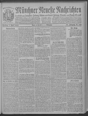 Münchner neueste Nachrichten Freitag 7. April 1922