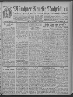 Münchner neueste Nachrichten Samstag 8. April 1922