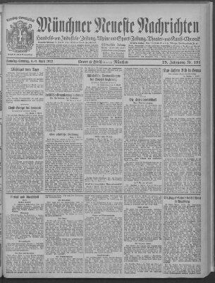 Münchner neueste Nachrichten Samstag 8. April 1922