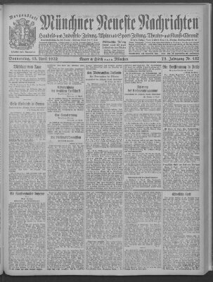 Münchner neueste Nachrichten Donnerstag 13. April 1922