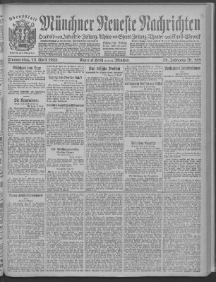 Münchner neueste Nachrichten Donnerstag 13. April 1922