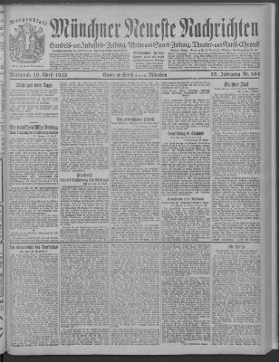 Münchner neueste Nachrichten Mittwoch 19. April 1922