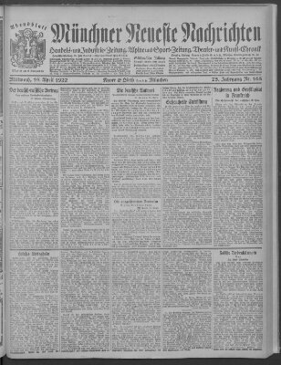 Münchner neueste Nachrichten Mittwoch 19. April 1922