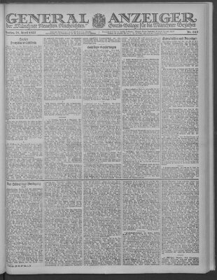 Münchner neueste Nachrichten Freitag 21. April 1922