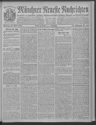 Münchner neueste Nachrichten Montag 24. April 1922