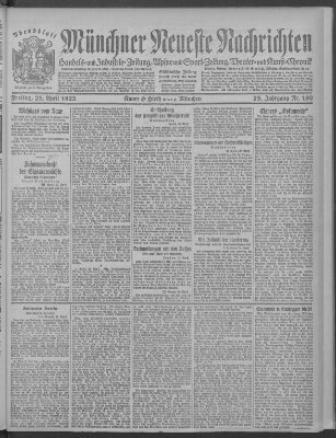 Münchner neueste Nachrichten Freitag 28. April 1922