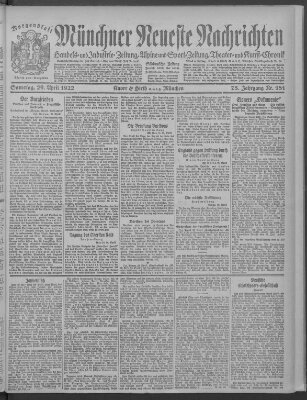 Münchner neueste Nachrichten Samstag 29. April 1922