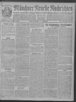 Münchner neueste Nachrichten Donnerstag 2. März 1922