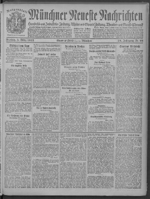 Münchner neueste Nachrichten Freitag 3. März 1922