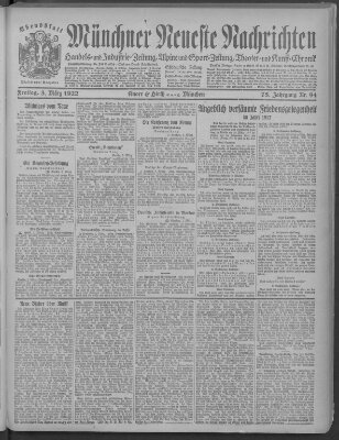 Münchner neueste Nachrichten Freitag 3. März 1922