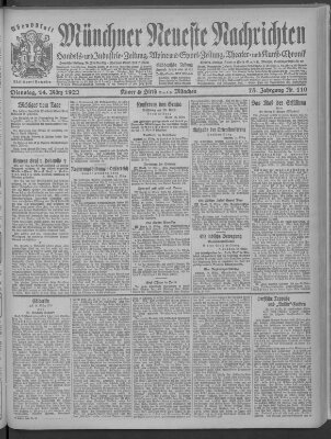 Münchner neueste Nachrichten Dienstag 14. März 1922