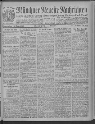 Münchner neueste Nachrichten Donnerstag 16. März 1922