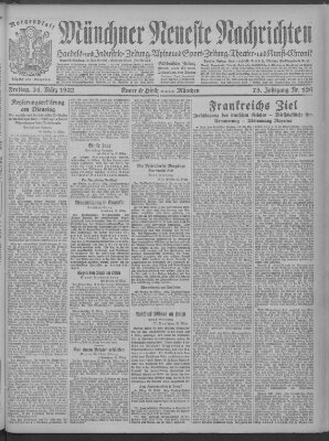 Münchner neueste Nachrichten Freitag 24. März 1922