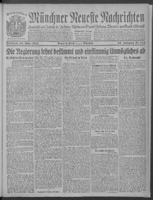 Münchner neueste Nachrichten Mittwoch 29. März 1922