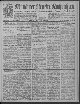 Münchner neueste Nachrichten Mittwoch 29. März 1922