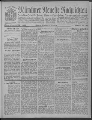 Münchner neueste Nachrichten Donnerstag 30. März 1922