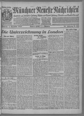 Münchner neueste Nachrichten Mittwoch 2. Dezember 1925