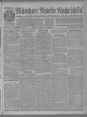 Münchner neueste Nachrichten Samstag 12. Dezember 1925