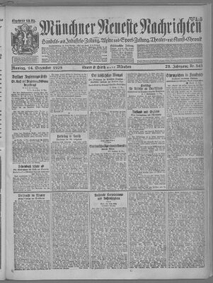 Münchner neueste Nachrichten Montag 14. Dezember 1925