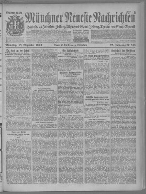 Münchner neueste Nachrichten Dienstag 15. Dezember 1925