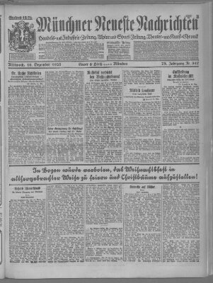 Münchner neueste Nachrichten Mittwoch 16. Dezember 1925