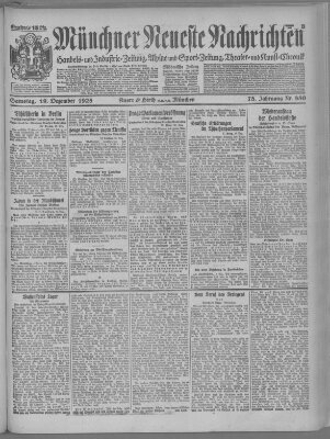 Münchner neueste Nachrichten Samstag 19. Dezember 1925