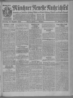 Münchner neueste Nachrichten Dienstag 22. Dezember 1925