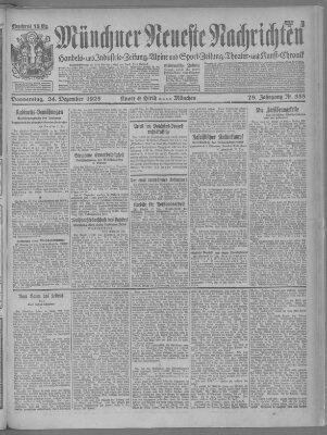 Münchner neueste Nachrichten Donnerstag 24. Dezember 1925