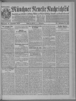 Münchner neueste Nachrichten Mittwoch 30. Dezember 1925