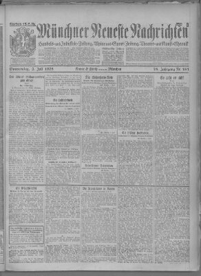 Münchner neueste Nachrichten Donnerstag 2. Juli 1925