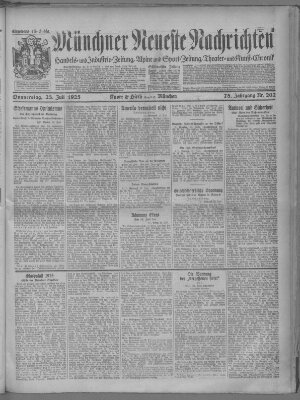 Münchner neueste Nachrichten Donnerstag 23. Juli 1925