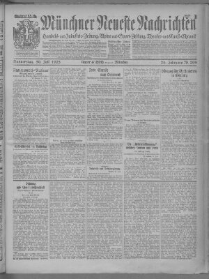 Münchner neueste Nachrichten Donnerstag 30. Juli 1925