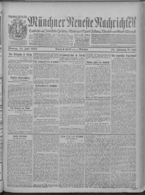 Münchner neueste Nachrichten Montag 15. Juni 1925