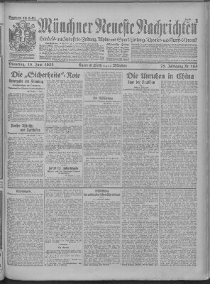 Münchner neueste Nachrichten Dienstag 16. Juni 1925