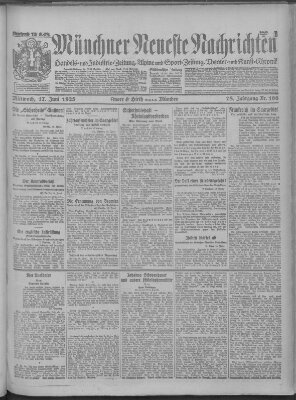 Münchner neueste Nachrichten Mittwoch 17. Juni 1925