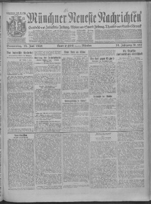 Münchner neueste Nachrichten Donnerstag 18. Juni 1925