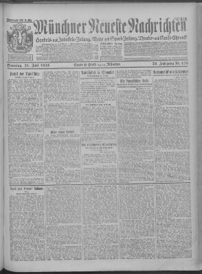 Münchner neueste Nachrichten Sonntag 21. Juni 1925