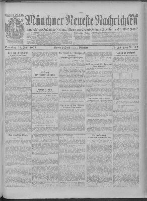 Münchner neueste Nachrichten Sonntag 28. Juni 1925